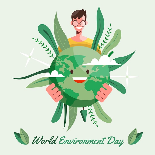 Flat world environment day illustration