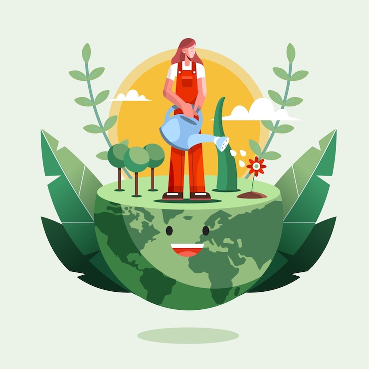 मुफ़्त वेक्टर flat world environment day illustration