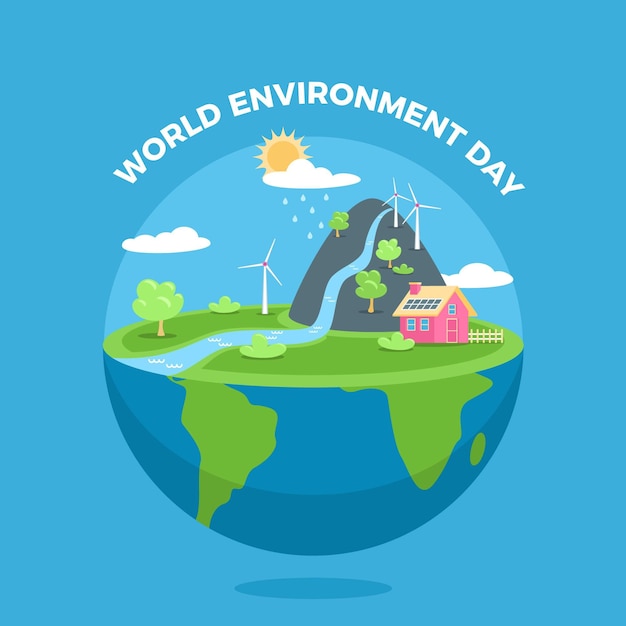 Free vector flat world environment day illustration