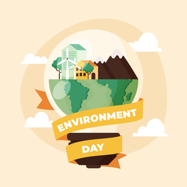 Flat world environment day illustration