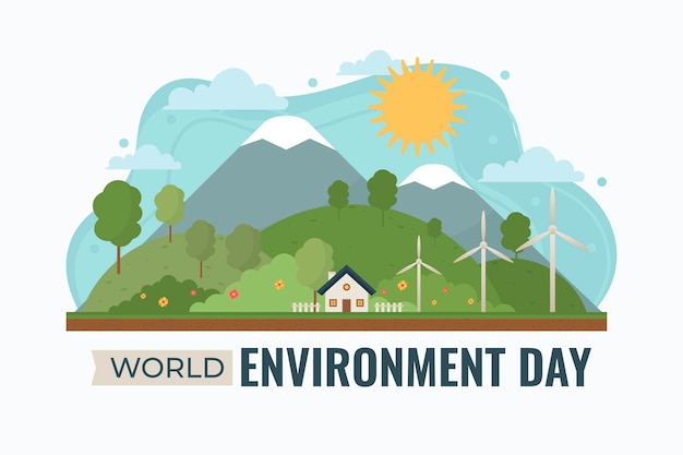 Illustrazione di giornata mondiale dell'ambiente piatto