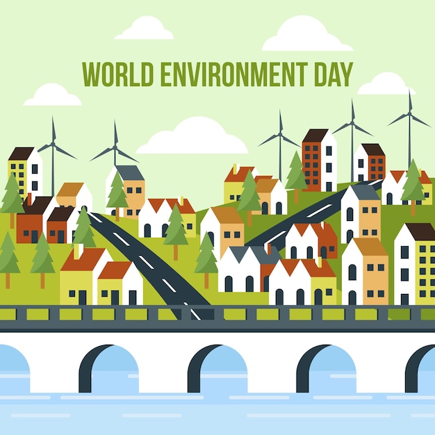 Free vector flat world environment day illustration