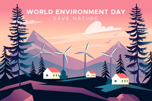 Flat world environment day illustration