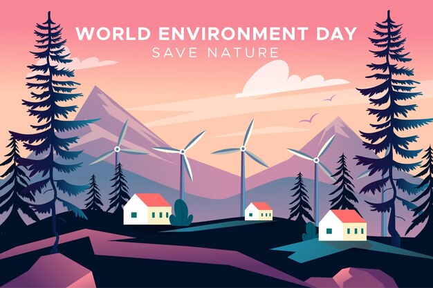 Flat world environment day illustration