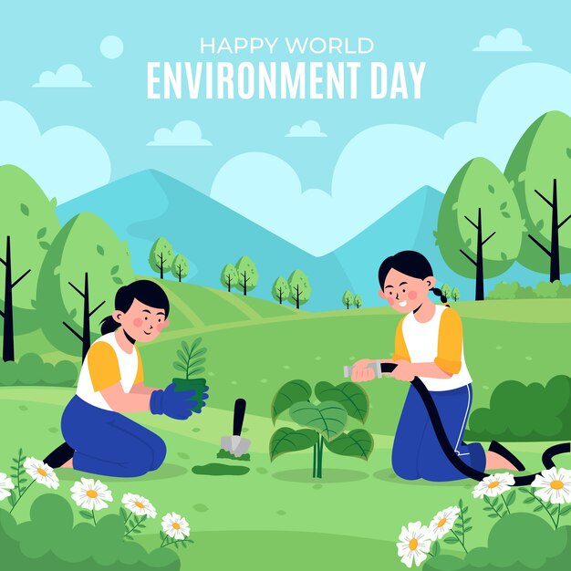 Flat world environment day illustration