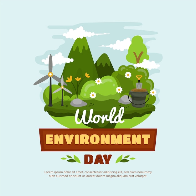 Free vector flat world environment day illustration