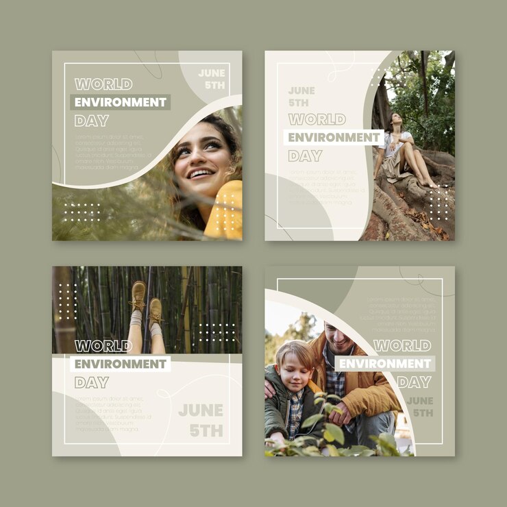 Free Vector flat world environment day instagram posts collection