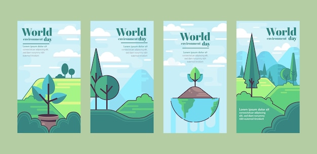 Flat world environment day instagram stories collection