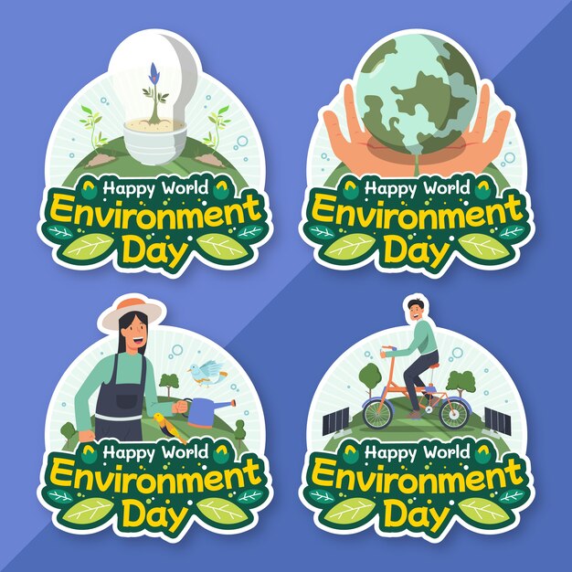 Коллекция этикеток ко всемирному дню окружающей среды