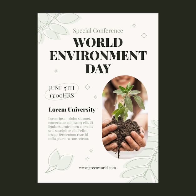 Free vector flat world environment day poster template