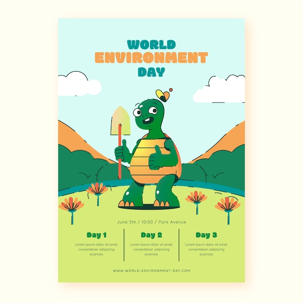 Modello di poster per la giornata mondiale dell'ambiente piatto