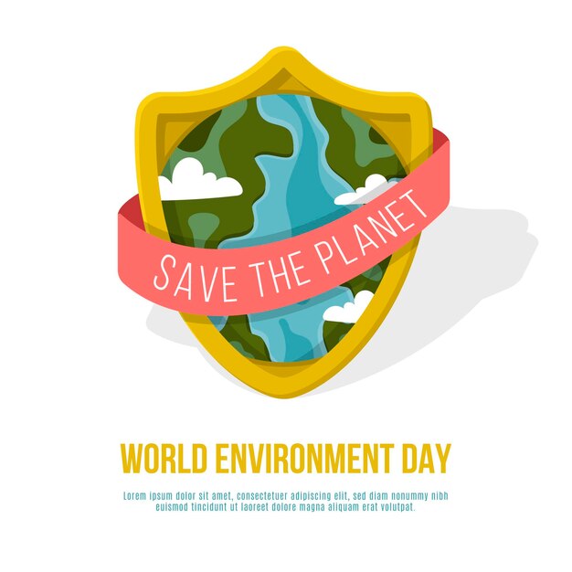 Flat world environment day save the planet illustration