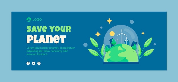 Flat world environment day social media cover template