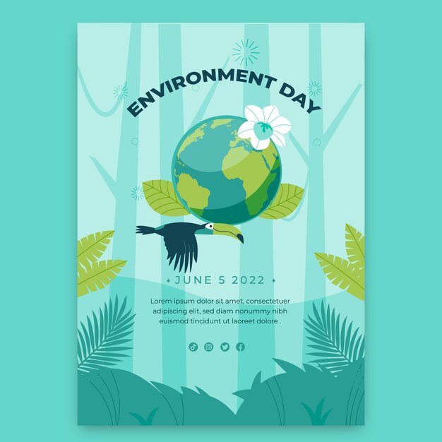 Free vector flat  world environment day vertical flyer template