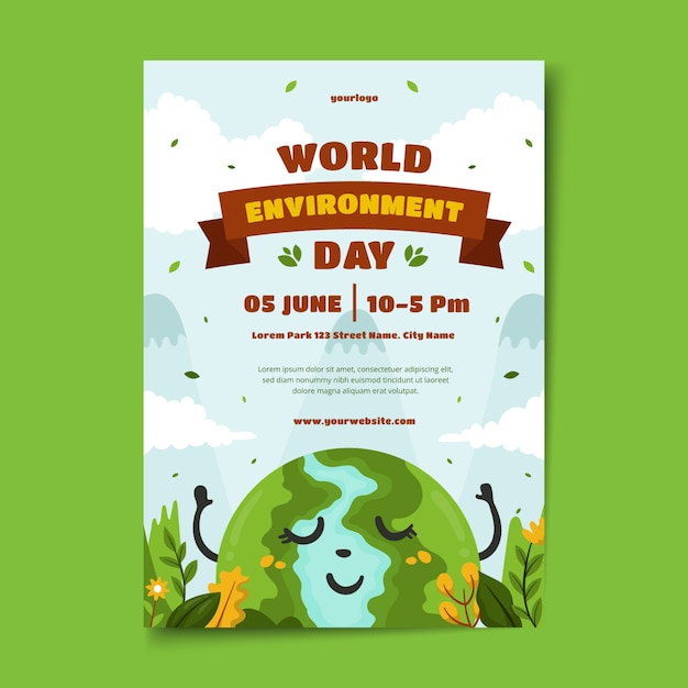 Flat world environment day vertical poster template