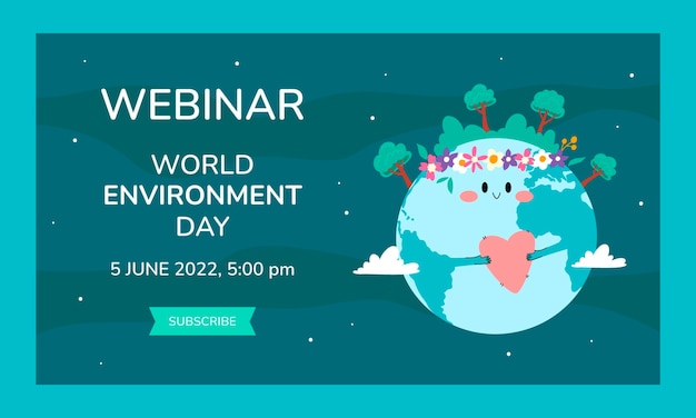 Vettore gratuito modello di webinar per la giornata mondiale dell'ambiente piatto