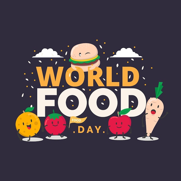 Flat world food day concept