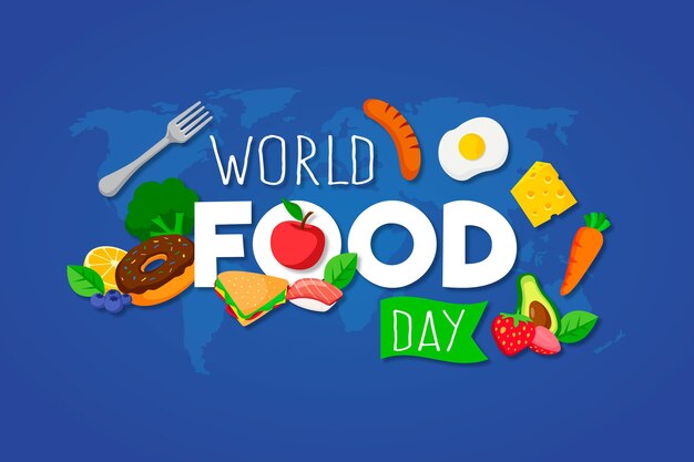 Flat world food day concept