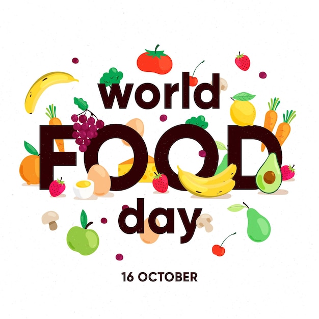 Vettore gratuito concetto di giornata mondiale dell'alimento piatto