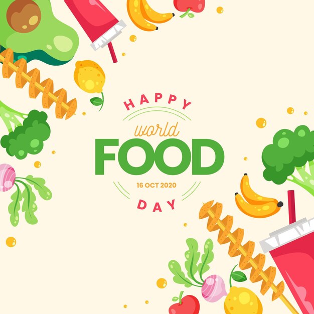 Flat world food day illustration