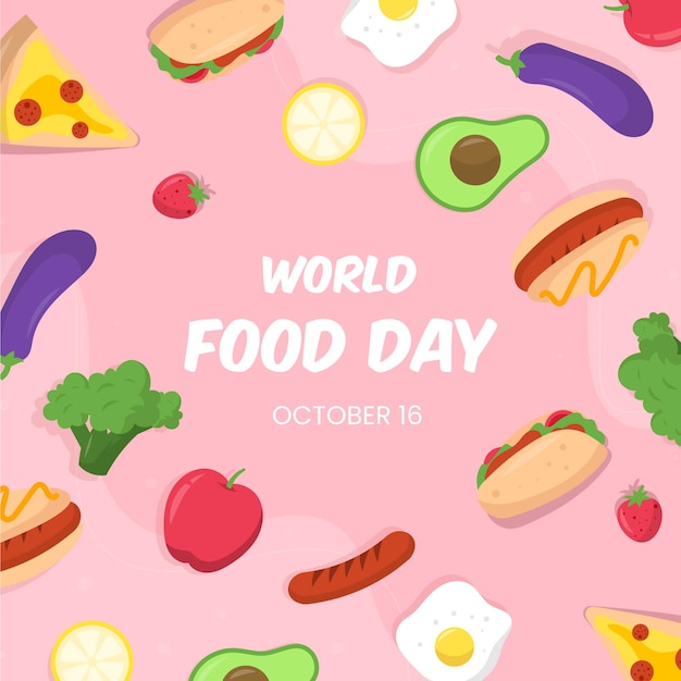 Flat world food day illustration