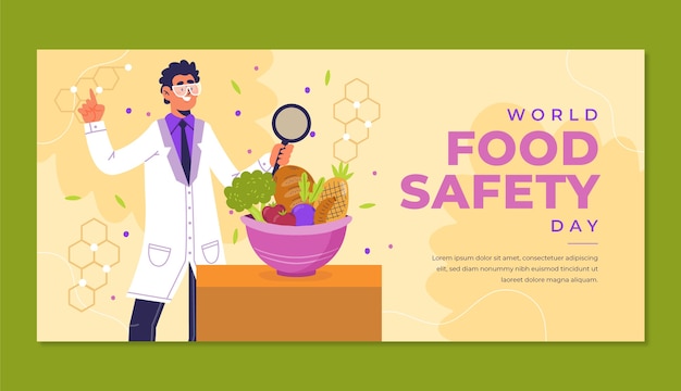 Flat world food safety day horizontal banner template