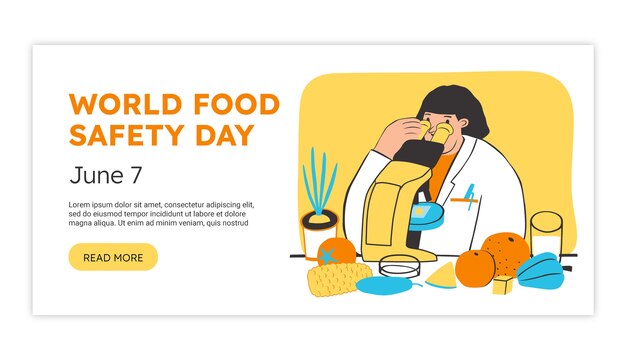 Modello di banner orizzontale per la giornata mondiale della sicurezza alimentare piatta