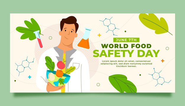 Flat world food safety day horizontal banner template