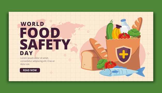 Flat world food safety day horizontal banner template