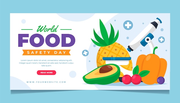 Flat world food safety day horizontal banner template