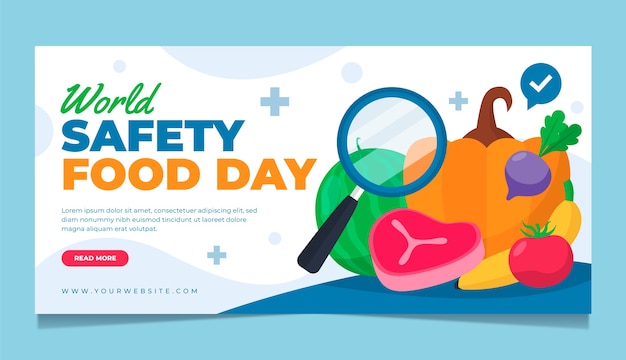 Flat world food safety day horizontal banner template