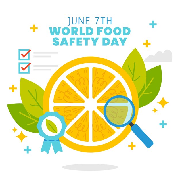평평한 세계 식품 안전의 날 그림