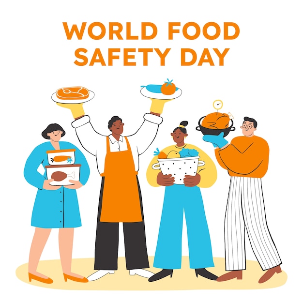 Flat world food safety day illustration