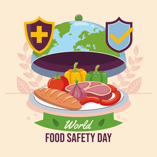 Vettore gratuito illustrazione della giornata mondiale della sicurezza alimentare piatta