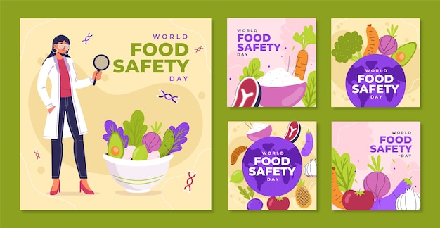 평평한 세계 식품 안전의 날 인스타그램 게시물 모음