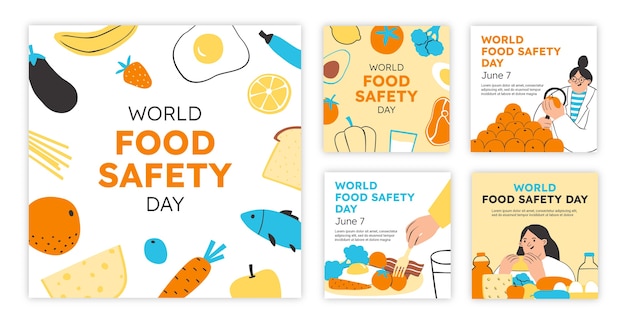 Flat world food safety day instagram posts collection