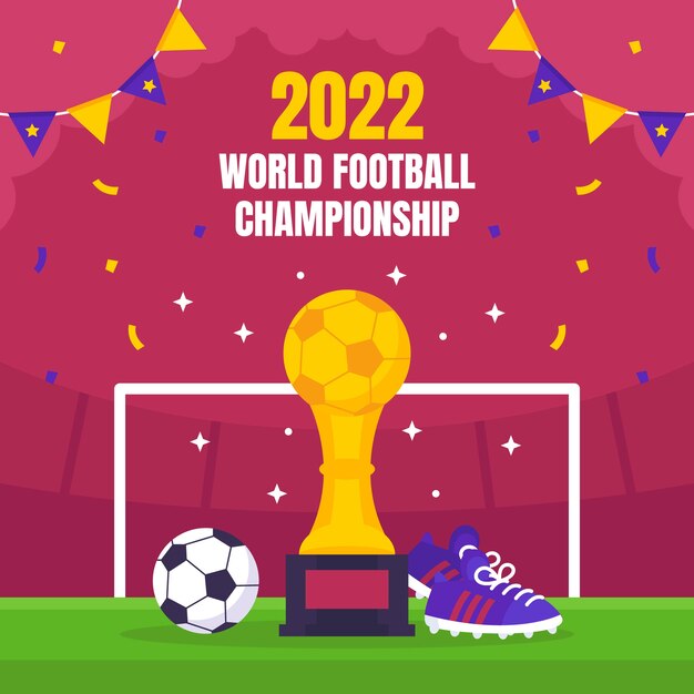 flat world footbal championship illustration