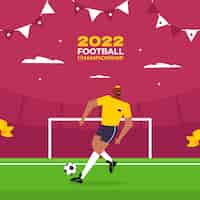 Vettore gratuito illustrazione del campionato mondiale di calcio piatto