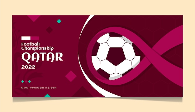 Free vector flat world football championship horizontal banner template