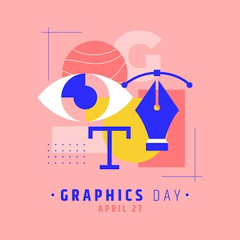 Flat world graphics day illustration