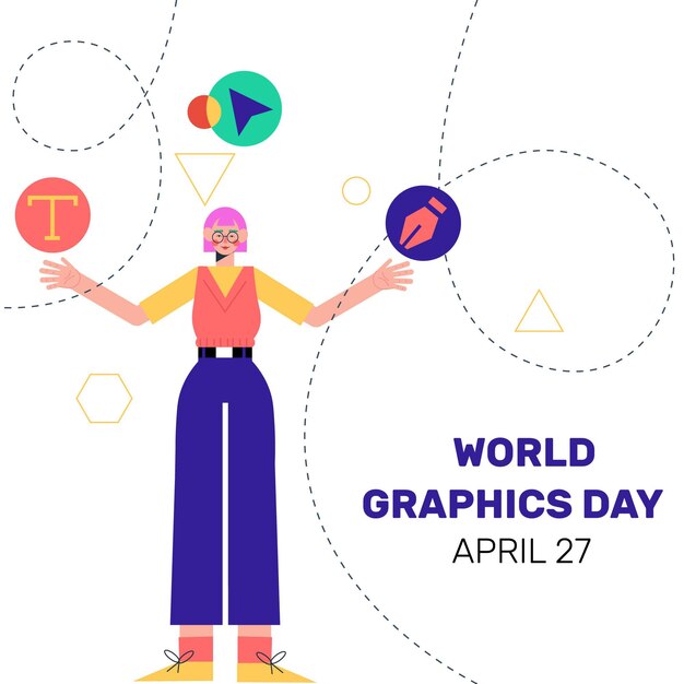 Flat world graphics day illustration