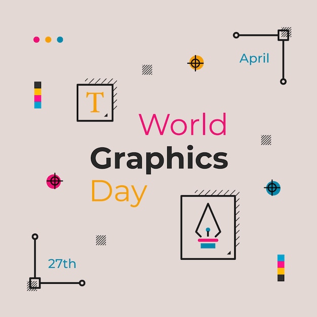 Flat world graphics day illustration