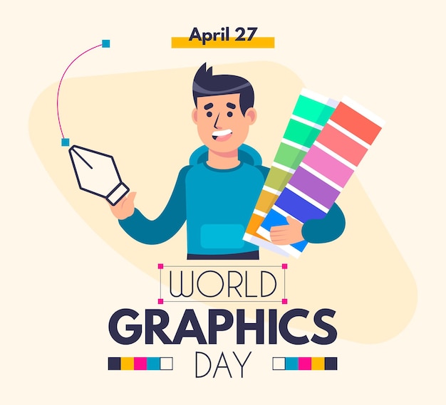 Flat world graphics day illustration