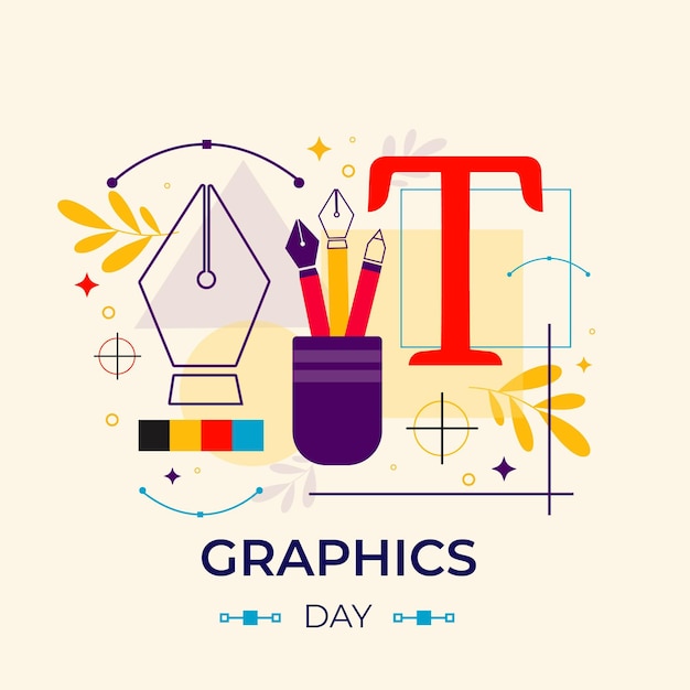 Flat world graphics day illustration