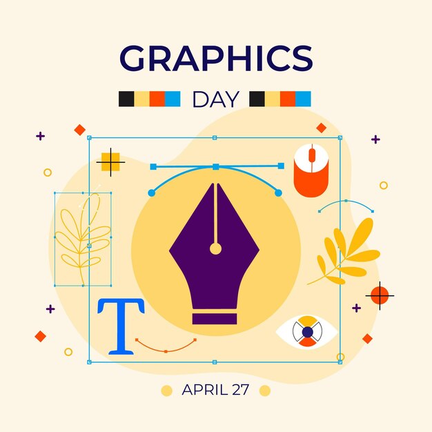 Flat world graphics day illustration