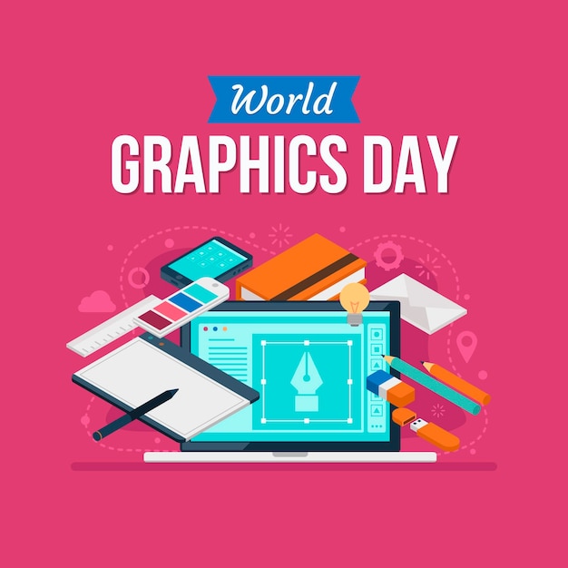 Flat world graphics day illustration