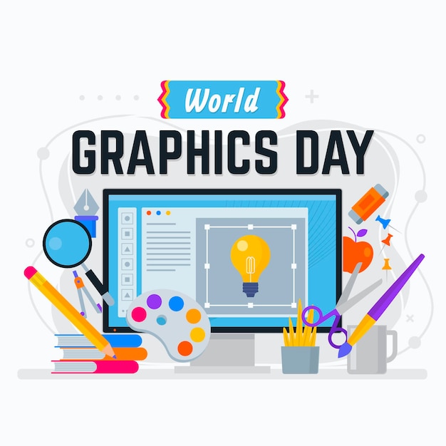 Flat world graphics day illustration