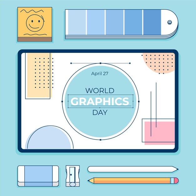 Flat world graphics day illustration