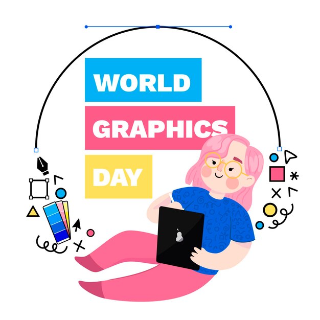 Flat world graphics day illustration