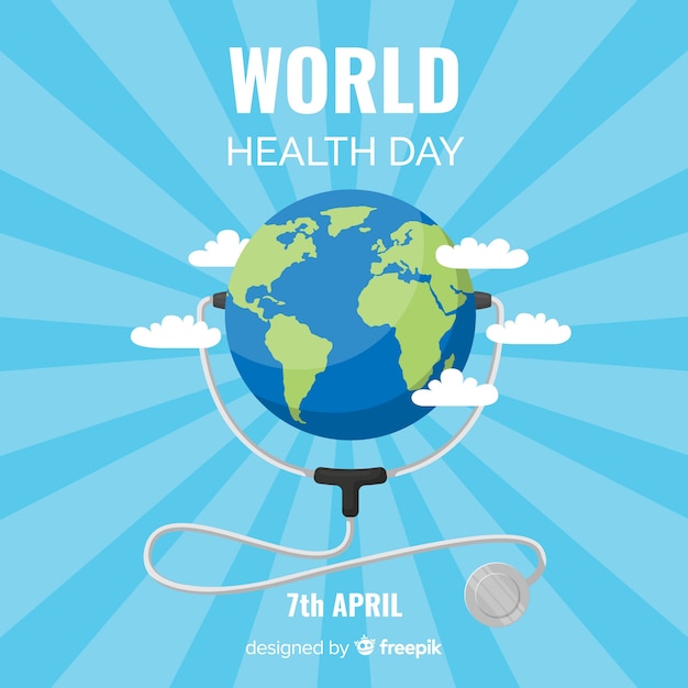 Бесплатное векторное изображение Плоский всемирный день здоровья фон